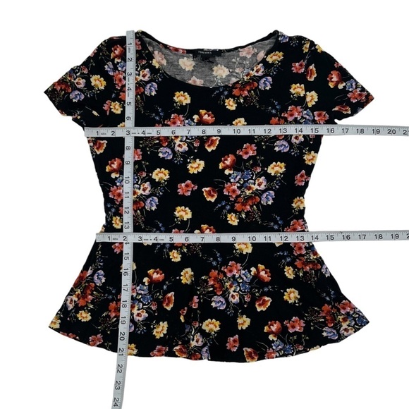Forever 21 Floral Short Sleeve Cinched Waist Top Size Med Women’s - Picture 4 of 5
